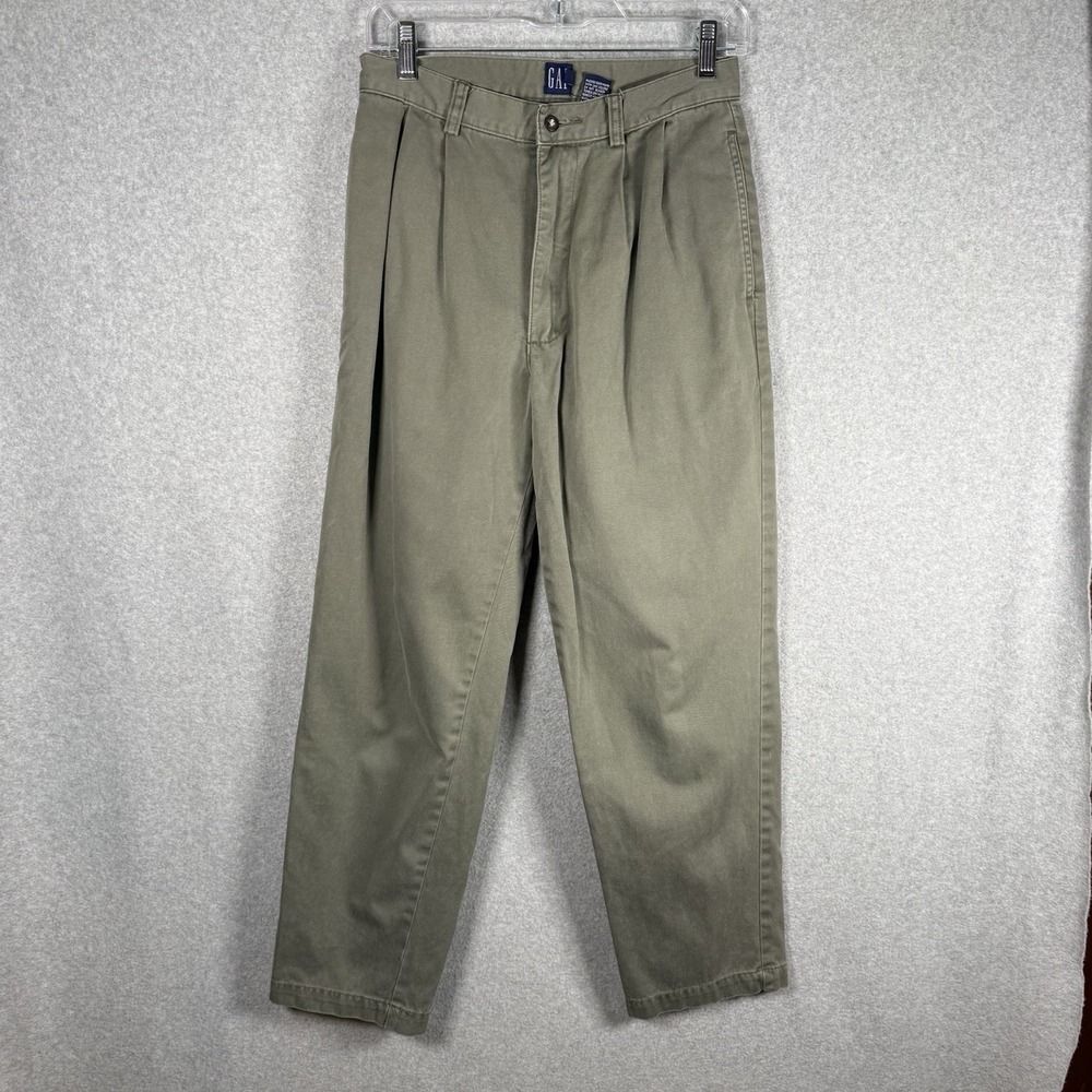 Gap Pleated Trousers Womens 27 X 27 Green High Rise 90s Pants Dress Vintage